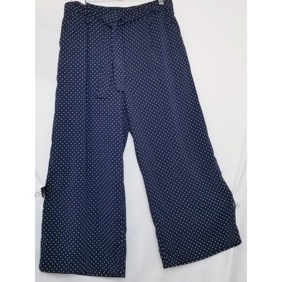 Carolina Belle Montreal Womens Black White Polka Dot Cropped Wide Leg Pants Sz 6 - Picture 1 of 10